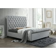 thumbnail image 1 of 1pc Beautiful Queen Size Fabric Upholstered Button Tufted Tall Headboard Bed Gray Finish, 1 of 6