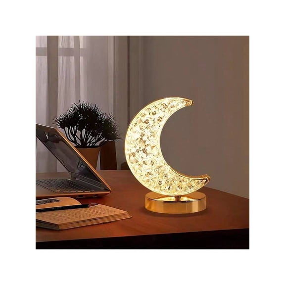 1pc Bedroom Crystal Touch Sensitive Dimming Night Light Home Decoration Wireless Bedside LED Ambient Light Desk Mounted 3D Moonlight Lamp Suitable For Family Bedroo