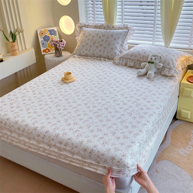 1pc Bedsheet with Elastic Band Pure Cotton Fitted Cover Adults Bed