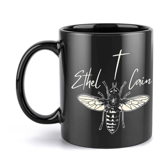 1pc Bee Thelain Ceramic Coffee Mug 11oz Black Cup with White Design Christmas New Year Gifts Ideal All Seasons Drinks Mug