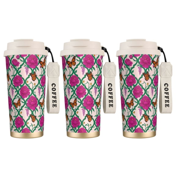 1pc Bee Tumbler 18oz Elegant Geometric Honeycomb Pattern, Leak-proof Car Cup with Lid