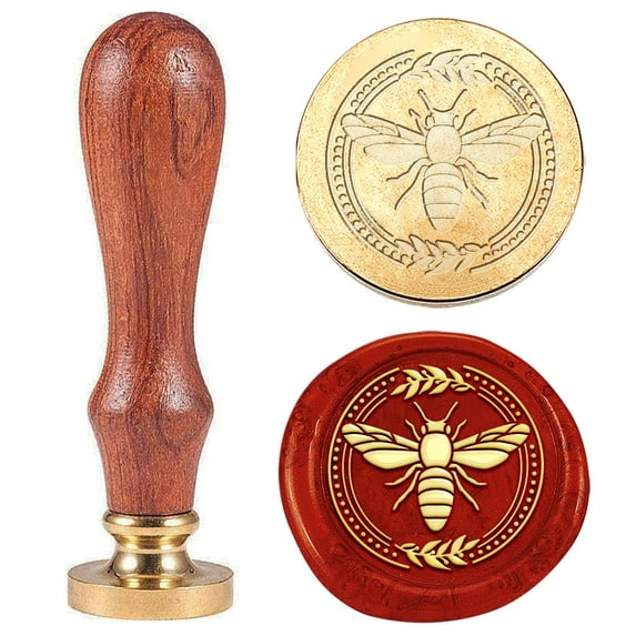 1pc Bee Wax Sealing Stamp Wreaths Vintage Wax Seal Stamp Gift for Christmas 25mm Removable Brass Head Stamp for Envelope Card