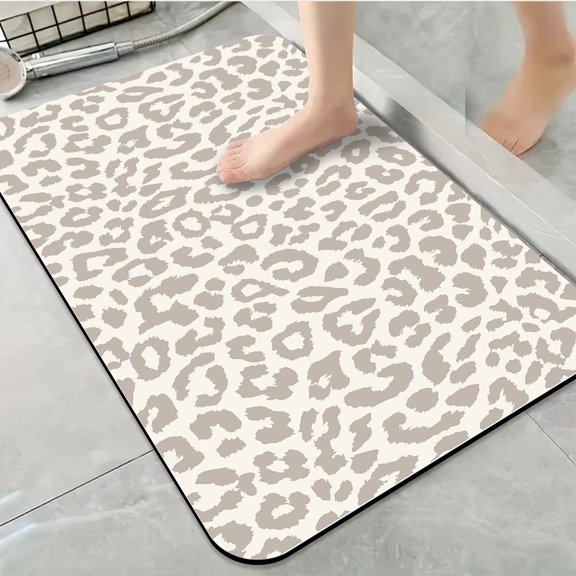 1pc Beige Leopard Bathroom Rug Bathroom Decor and Accessories- Durable,Anti Slip,And Quick Drying,Suitable For Indoor/outdoor Use - Perfect For Bathrooms,Bedrooms,Kitchens
