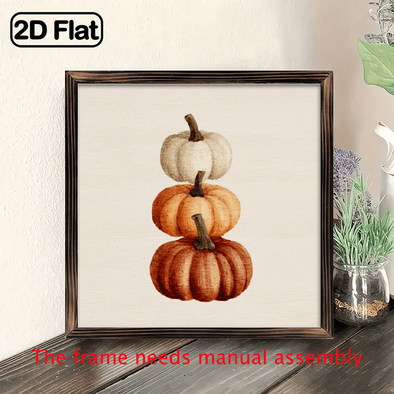 1pc BeigeBrownRed-Brown Pumpkin Plaque Sign - Fall Decoration - Farmhouse Thanksgiving Harvest Decor - Recycled Wood - No Electricity Needed - for Home, Office, Tabletop Wall Mount - Seasonal Autumn