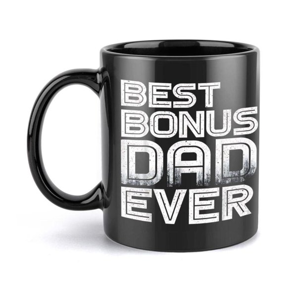 1pc Best Bonus Dad Ever 11oz Ceramic Mug White Text on Black Holiday Birthday Christmas or Summer Dad Father S Day Mug Bold Text Mug Ceramic Mug