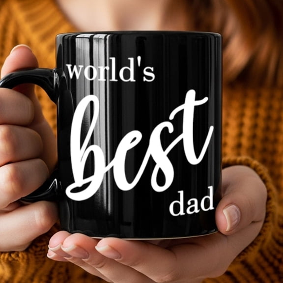 1pc, Best Dad Gift Ceramic Coffee Mug, World's Best Dad Printed Coffee Cup, Birthday Father's Day Present For Dad, Gift Idea For Daddy From Son Daughter, Black Ceramic Cup For Home Office Use