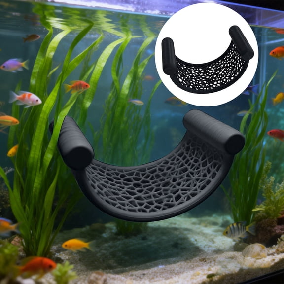 1pc Betta Fish Hammock, Minimalist Floating Rest Platform for Shrimp, Nano Fish, and Bettas, Clean Aquarium Perch Ledge, Aquascape Decor for Low Flow Tanks, Floating Bed for Small Fish (Black)