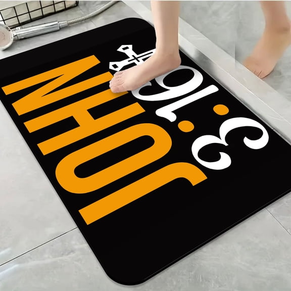 1pc Bible Verse John6 Bathroom Rug Bathroom Decor and Accessories- Durable,Anti Slip,And Quick Drying,Suitable For Indoor/outdoor Use - Perfect For Bathrooms,Bedrooms,Kitchens