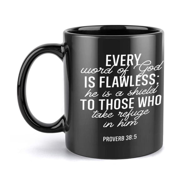 1pc Bible Verse Mug Black Coffee Cup with Proverbs 28 1 Scripture 11oz Ceramic Cup Hot Cold Drinks Inspirational Religious Christians Birthday Wedding Office Home Bible Verse Cup E