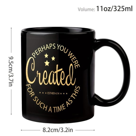 1pc Bible Verse Mug with Golden Lettering Scripture References Black Ceramic Religious Coffee Cup Suitable Church Home Travel Inspirational Jesus Christ Tea Cup Hand Wash Only Reusable Christmas