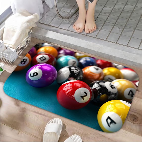 1pc Billiard Balls Absorbent Non-Slip Bathroom Thickened Flannel Rug Decor,Soft,Quick Drying,Suitable For Indoor/outdoor Use,Bathrooms,Bedrooms,Kitchens,Terrace,Laundry Rooms,16"x24"