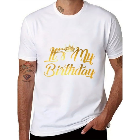 1pc Birthday Crown Short Sleeve Tee for Men & Women, Loose Fit Summer Tohirt, Birthday Celebration Shirt, Playful Birthday Apparel, Easy Care Fabric, Comfortable Fit Shirt