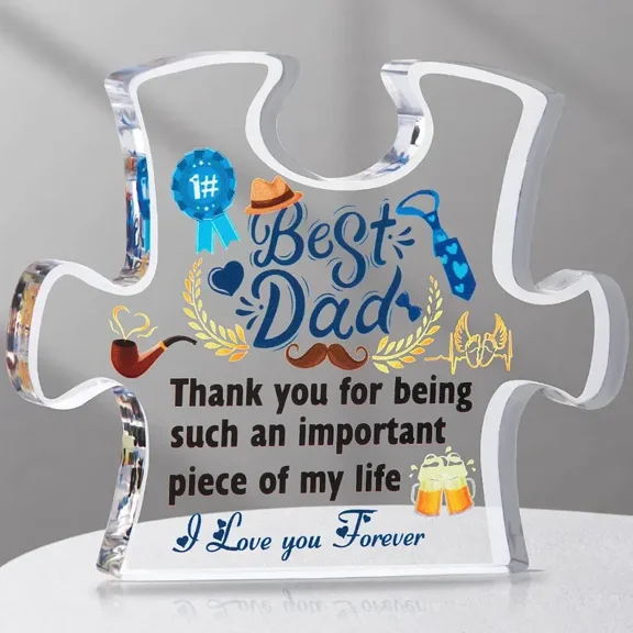 1pc Birthday Gifts For Dad, Gifts From Daughter Son, Best Dad Acrylic Puzzle Cards, Dad Birthday Gifts Desk Decoration Dad Birthday Gifts For Men Father's Day Ideas
