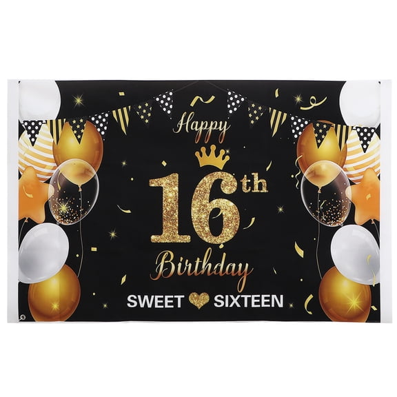 1pc Birthday Photographic Background Cloth Birthday Backdrop (16 Years Old)