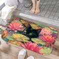 thumbnail image 1 of 1pc Black Cat in Water Lilies Absorbent Non-Slip Bathroom Thickened Flannel Rug Decor,Soft,Quick Drying,Suitable For Indoor/outdoor Use,Bathrooms,Bedrooms,Kitchens,Terrace,Laundry Rooms,16"x24", 1 of 9