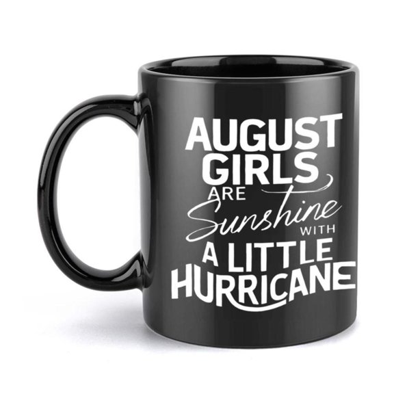 1pc Black Ceramic Coffee Mug with White Text August People Are Sunshine with a Little Friends Family Hand Wash Only Reusable All Season Use