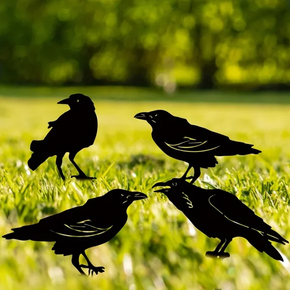 1pc Black Crow Garden Stakes, Cute Metal Birds Garden Statues Decorative Yard,Garden,Lawn Decorations or Garden Party Decor