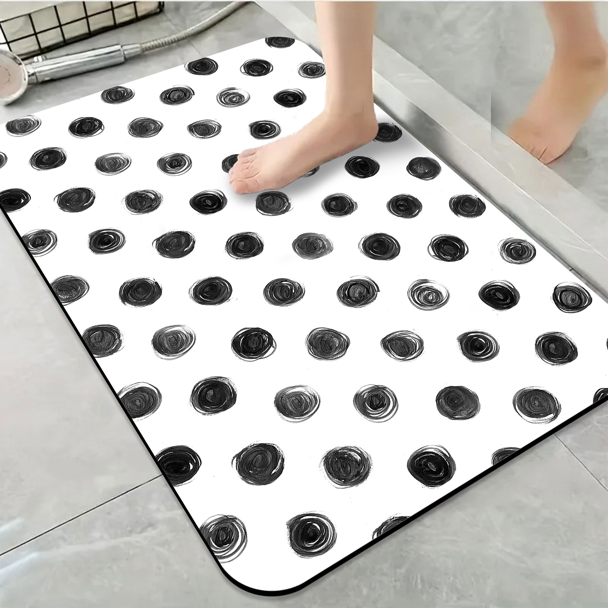 1pc Black Ink Dot Pattern Bathroom Rug Bathroom Decor and Accessories ...
