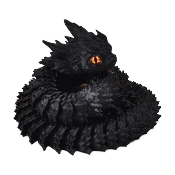 1pc Black Lacquer Size: 65*5*5cm 3D Printed Snake Animal Figurine