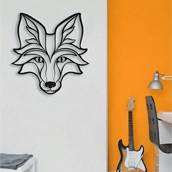 1pc Black Metal Fox Wall Decor, Home Wall Hanging Artwork, Iron Art Silhouette Wall Art