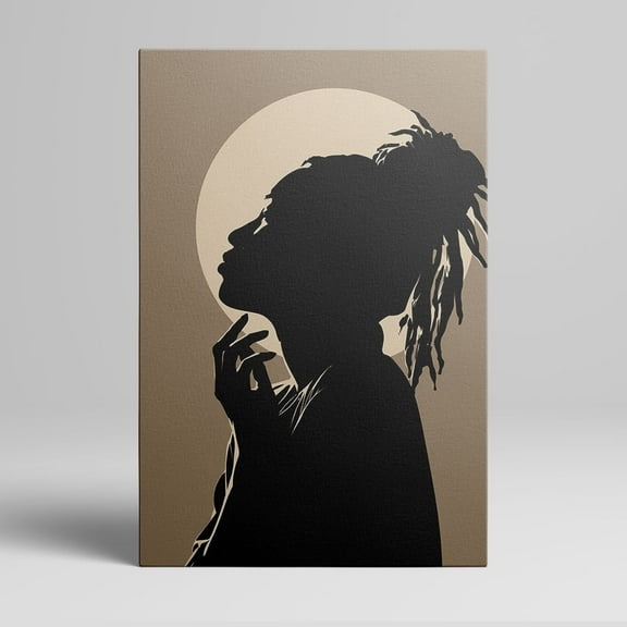 1pc Black Silhouette of a Woman with Dreadlocks Against a Large Moon - framed Decor room hanging Wall Picture Decor for Home Gifts, living room, bathroom, bedroom, kitchen wall art decor canvas wall
