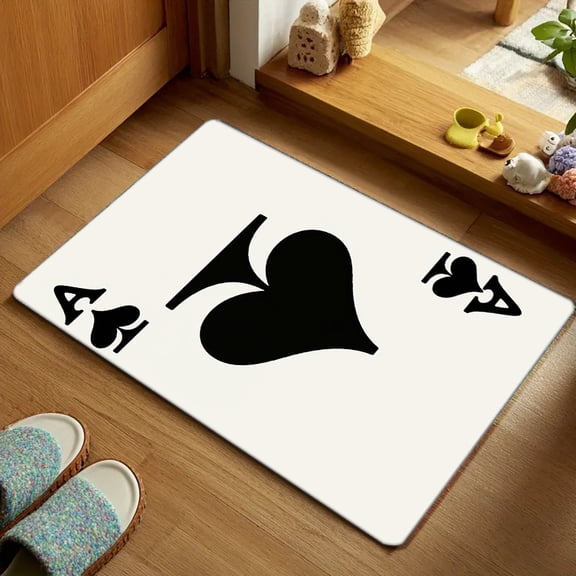 1pc of Black Spade Symbol Mat, Soft And Thick, Easy to Clean, Non-Slip Door Mat, Machine Washable, Suitable for Various Settings Like Living Room, Bedroom, And Kitchen, Home Decor Door Mat