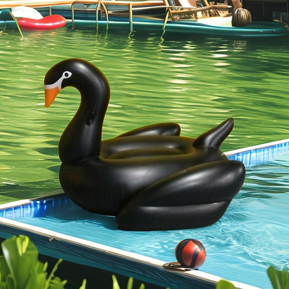 1pc, Black Swan Shape Floating Row At Sea Party Activities Large Inflatable Floating Row Can Be Folded Easy To Carry Operation Easy Black Swan Floating Row