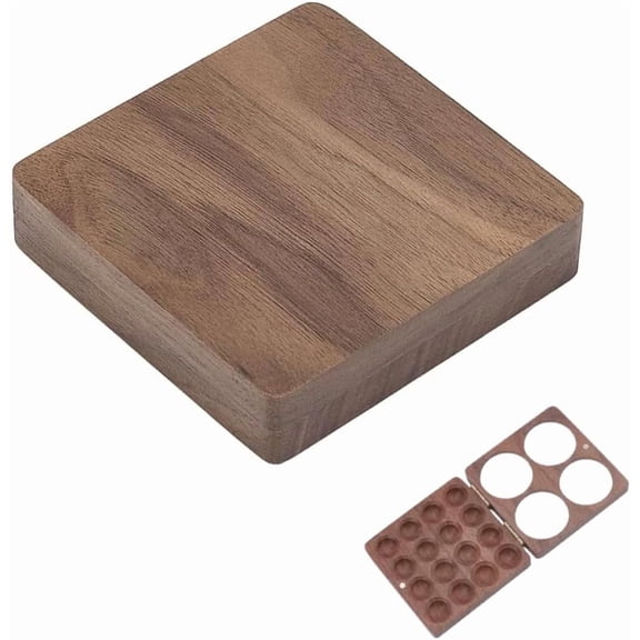 1pc Black Walnut Wood Paintbox Multifunction Palettes Painting Supplies Weak Magnetic Square Saddle Brown 76.5x79.5x17.5mm