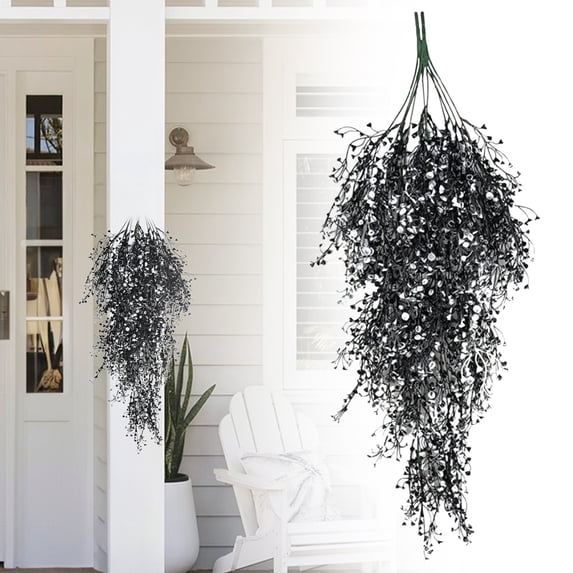 1pc Black White Artificial Wall Hanging Flower Golden Bell Willow D Vine Hanging Plants by Miyuadkai Ferns Wall Plants Greenery Garland Room Decor Home Garden Wedding Indoor Outdoor Decorations