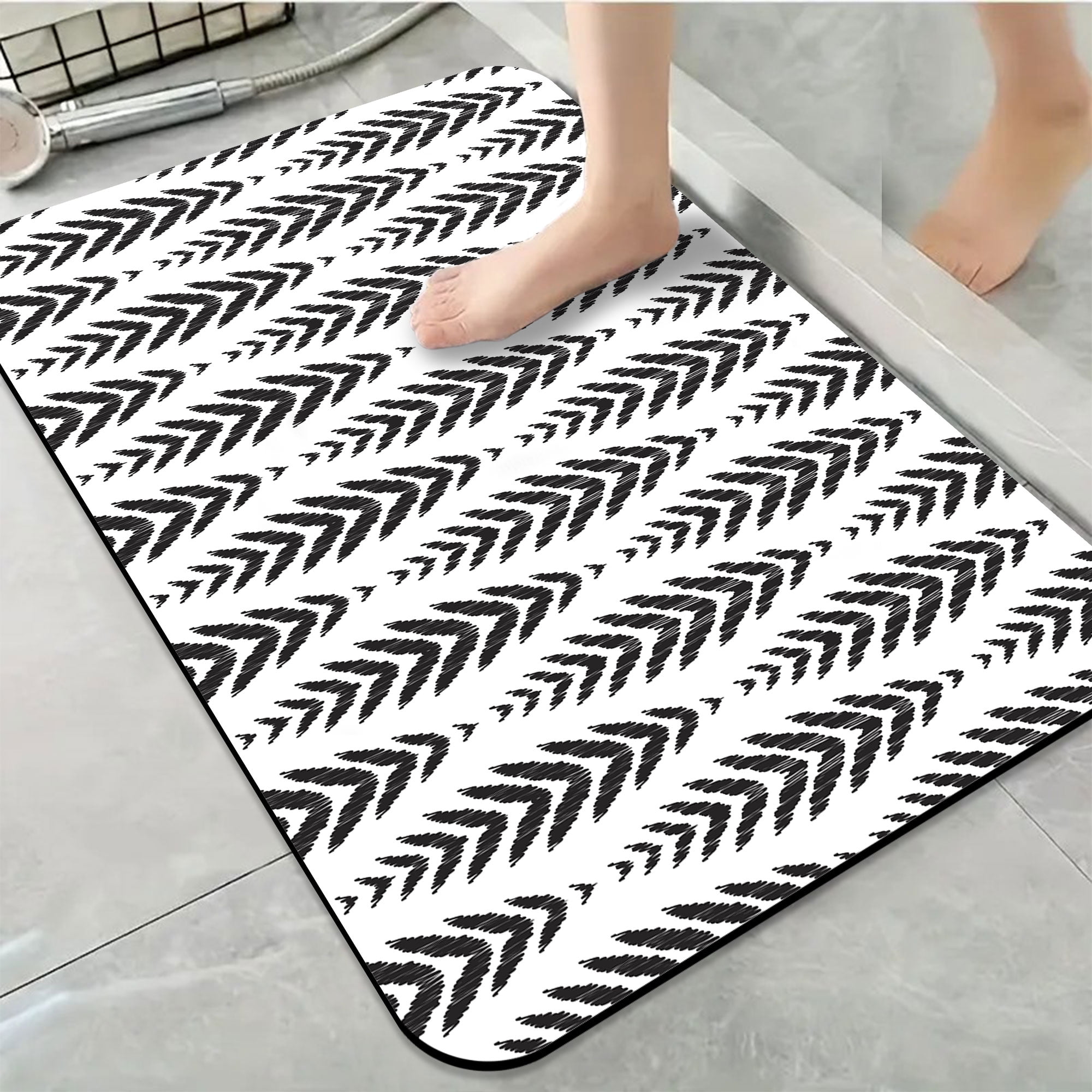 1pc Black White Chevron Bathroom Rug Bathroom Decor and Accessories ...
