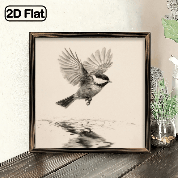 1pc Black & White Flying Bird Wall Art, 8x8 Inch Decorative Signs & Plaques, Nature Theme Framed Artwork for Living Room Bedroom Office Decor, Thoughtful Gift for Bird Lovers, Family & Frie