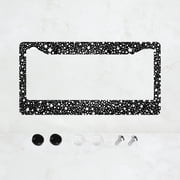 1pc Black and White Star Pattern 2 Hole License Plate Frame, Aluminum Material, 6x12 Inches with Screw Set, Retro Novelty Car Decoration Gift, Standard US License Plate Size