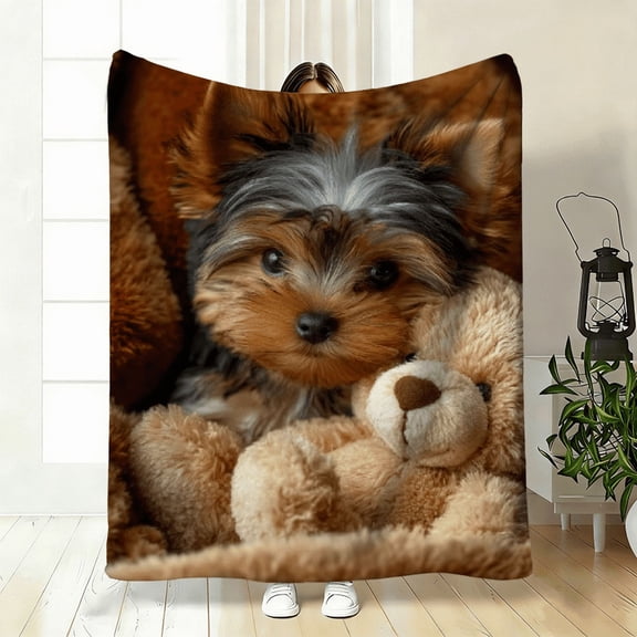 1pc Blanket Featuring a Teddy Bear Design, Made from Soft And Warm Flannel. Ideal for Travel, Camping, Or Use on a Sofa, in The Living Room, on a Couch, Chair, Or Bed.