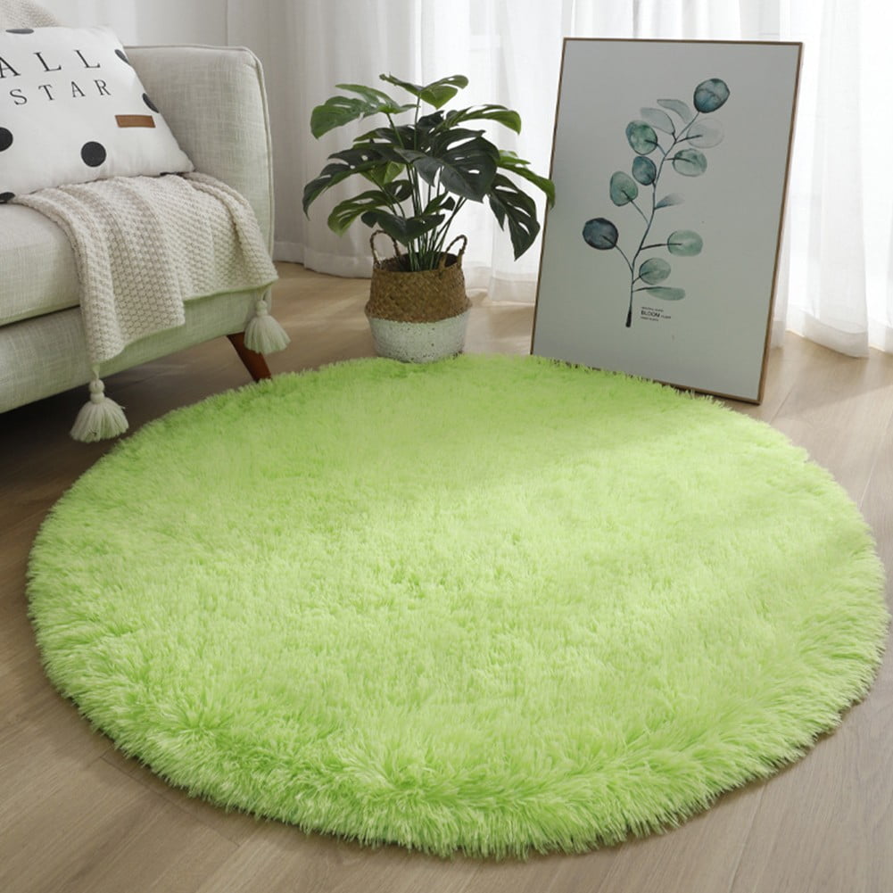 1pc Blended Plush Rug Solid Round AntiSlip Carpet Bathroom Floor Mat