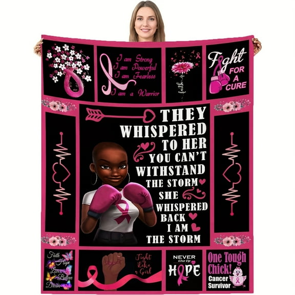 1pc Blessing Gift Blanket For Cancer Recovery Frieng, Multi-purpose Printing Blanket For Outdoor Camping Sofa Office Bed Flannel Blanket, Throw Blanket Living Room Decoration Flannel Holiday Blanket