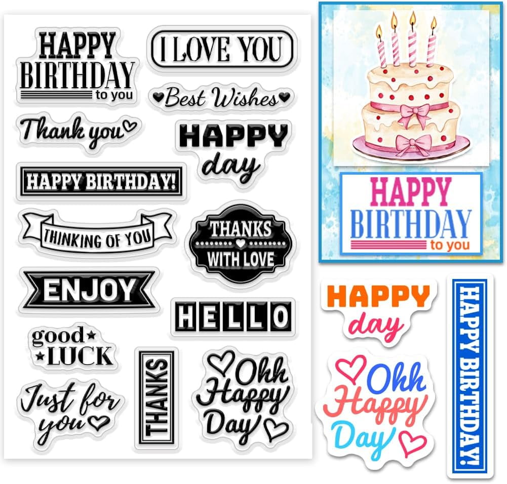 1pc Blessing Word Clear Stamp for Card Making Banner Text Silicone ...