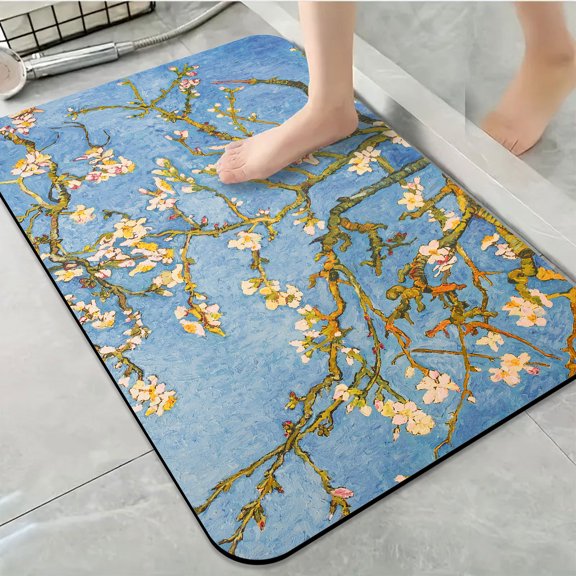 1pc Blossoming Tree against Blue Sky Bathroom Rug Bathroom Decor and Accessories- Durable,Anti Slip,And Quick Drying,Suitable For Indoor/outdoor Use - Perfect For Bathrooms,Bedrooms,Kitchens