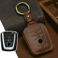 thumbnail image 1 of 1pc Blue/Brown Leather Remote Car Key Fob Case Cover Holder Shell For Bmw I3 I8 2014+ Keyless Delicate Keys Protector, 1 of 5