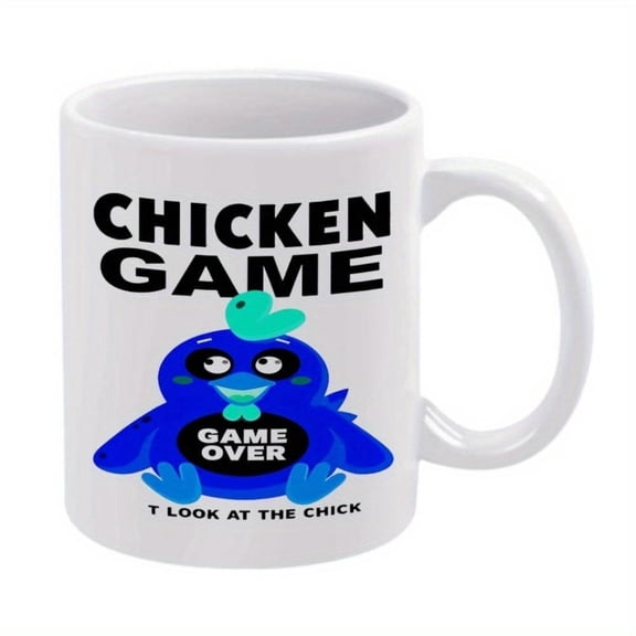 1pc Blue Chick Humorous Ceramic Mug 11oz 360ml Game Over Cartoon Design with Humorous Chicken Themed Text Coffee Tea or Cold Drinks Ideal Birthday Holiday Drinkware Playful Mug Dur