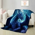 thumbnail image 1 of 1pc Blue Dragon Throw Blanket Dragon Blanket Gifts for Dragon Lovers Soft Flannel Blanket Gifts Woman Man Blue Dragon Blanket for Living Room Sofa Decor, 1 of 4
