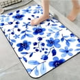 thumbnail image 1 of 1pc Blue Floral Bathroom Rug Bathroom Decor and Accessories- Durable,Anti Slip,And Quick Drying,Suitable For Indoor/outdoor Use - Perfect For Bathrooms,Bedrooms,Kitchens, 1 of 9