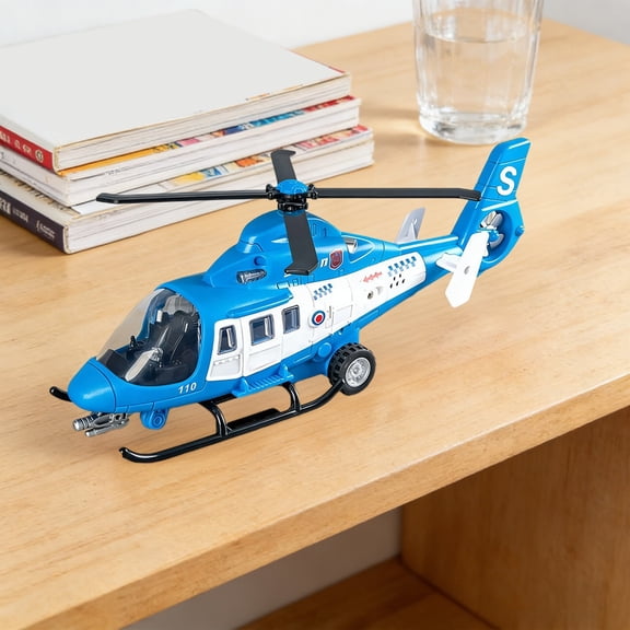 1pc Blue Helicopter Toy with Lights and Sounds Diecast Air Force Model Plane, Simulation Transport Plane Military Model with Lighting Sound Effects, Gift for Families, Battery Operated