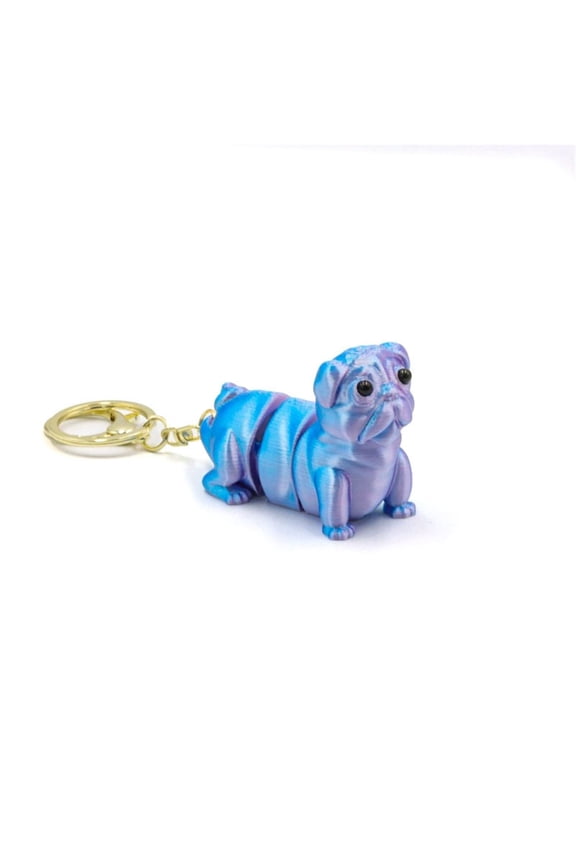 1pc Blue Pink Size: 6*3*5cm 3D Printed Realistic Puppy Keychain Pendant, Street Vendor Ornament, Pug Bag Decoration Pendant