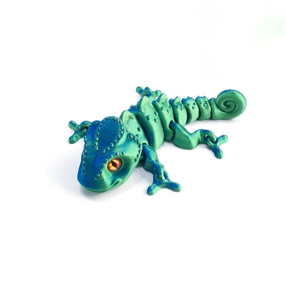 1pc Blue-green Gradient Size: 9.8*5*5CM 3D Printed Fully Articulated Lizard Pet Model