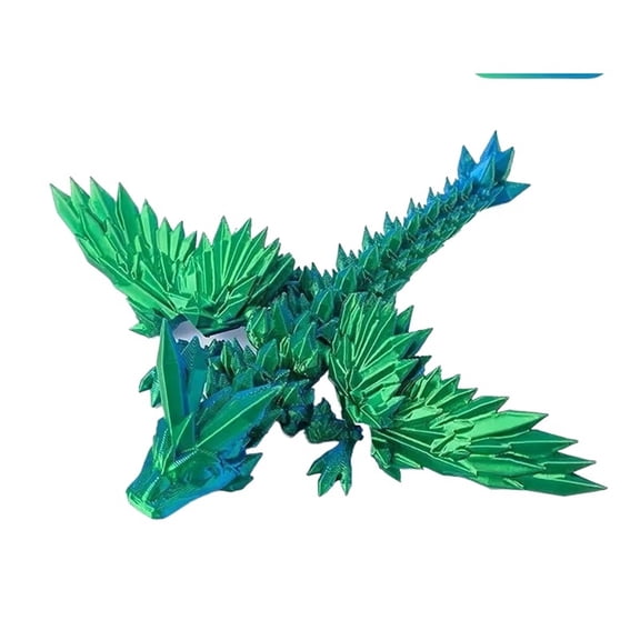 1pc Blue-green Size: 18*10*5cm 3D Printed Crystal Dragon Multi-Jointed Articulated Winged Figurine Gift