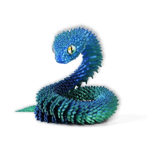 1pc Blue-green Size: 60cm 3D Printed Year Of The Snake Figurine Snake Egg Set With Joints, Animal Model, Simulated Snake