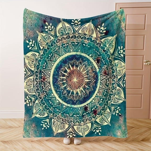 1pc Bohemian Mandala Quilted Blanket - Bedspread with Quilted, Soft Warm Bed Cover Suitable for - Couch Sofa Bed - Luxury Bedding Gift for &