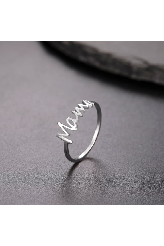 1pc Bohemian Style Stainless Steel Mama Ring - Golden-Tone Wave Design Mother's Day Gift, Wedding & Anniversary Jewelry for Women, Durable