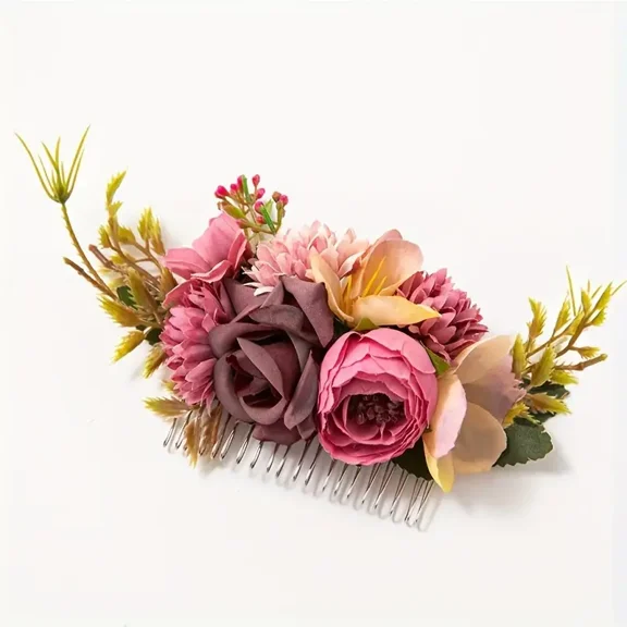 1pc Boho Flower Decor Hair Side Comb Bridal Comb Wedding Headpiece Wedding Party Hair Accessories