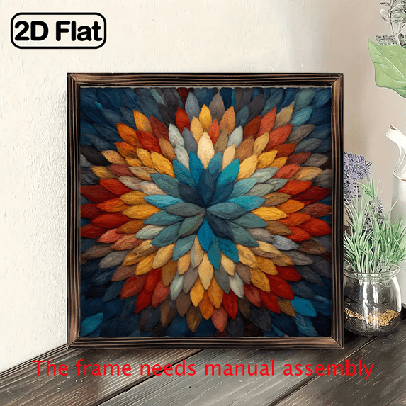 1pc Boho Mandala Flower Textured Wall Art, 8x8'' Wooden Framed Panel ...